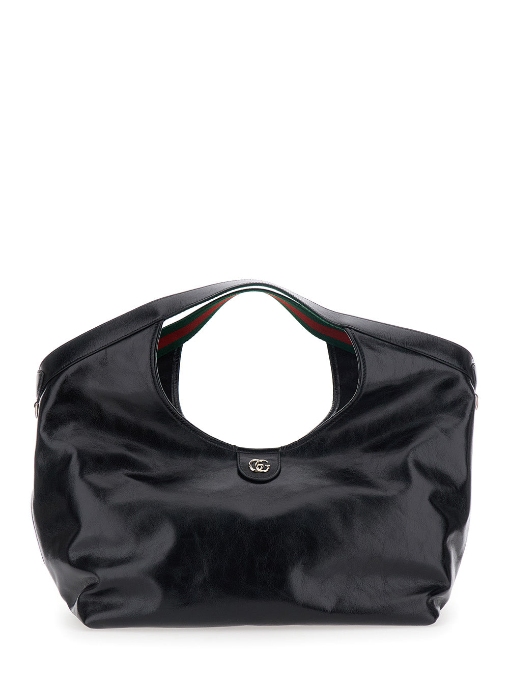 Gucci Women 'Ophidia' Black Shoulder Bag With Magnetic Closure And Gg Plaque In Patent Leather For Women