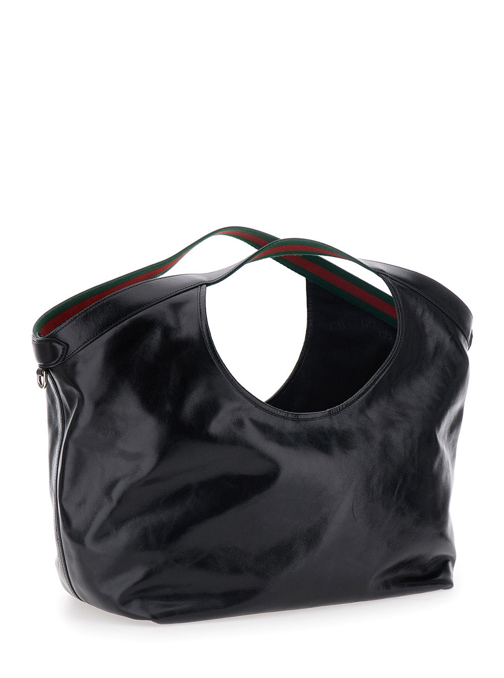 Gucci Women 'Ophidia' Black Shoulder Bag With Magnetic Closure And Gg Plaque In Patent Leather For Women