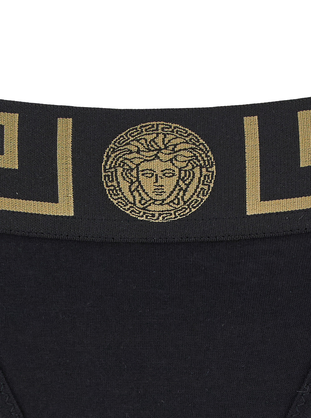 Versace Women High-Waisted 'Greca' Slip With Medusa Detail In Black Stretch Cotton For Women