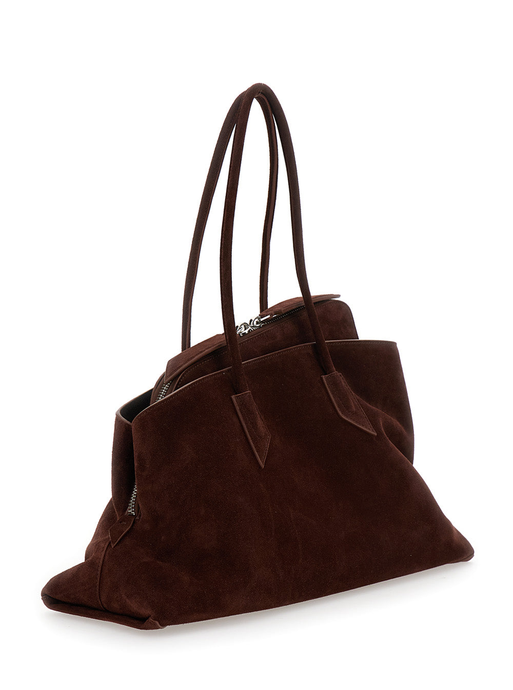 The Attico Women Shoulder Bag 'La Passeggiata' With Two Top Handles In Brown Suede For Women