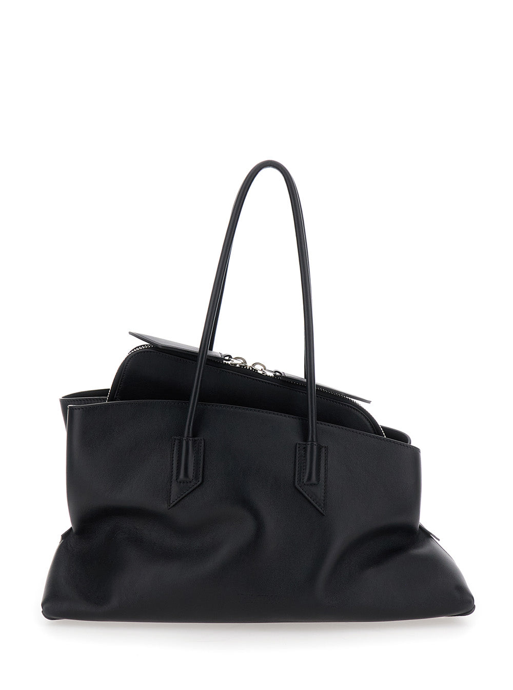The Attico Women Shoulder Bag 'Passeggiata' Medium With Asymmetric Design And Two Top Handles In Black Leather For Women