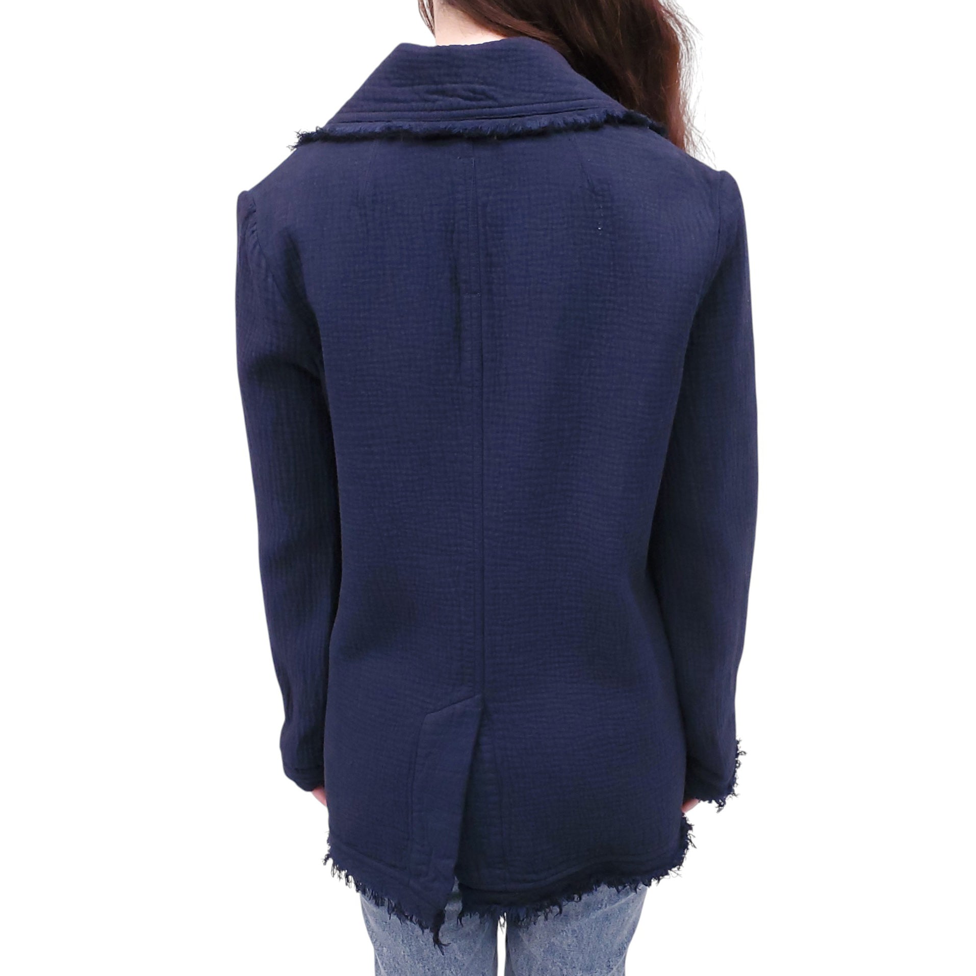 RAQUEL ALLEGRA NAVY BLUE BLAZER WITH BUTTON PIN DETAIL - SIZE 1/S