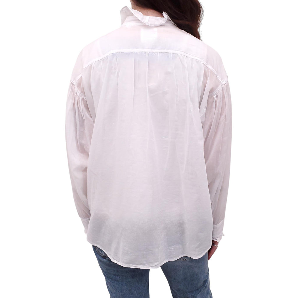 ISABEL MARANT ÉTOILE WHITE COTTON BLOUSE WITH RUFFLE DETAIL - SIZE 40