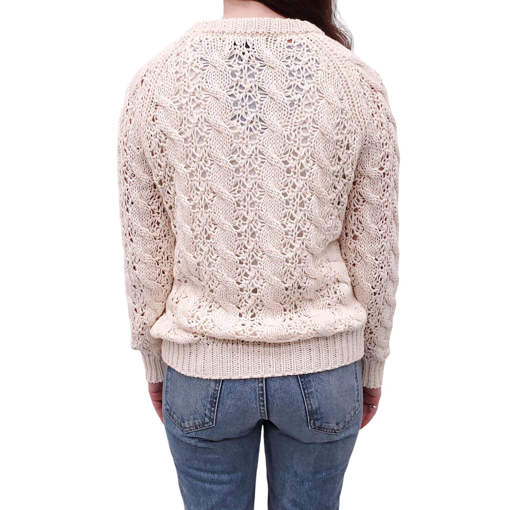 NILI LOTAN CREAM CABLE KNIT SWEATER - SIZE S