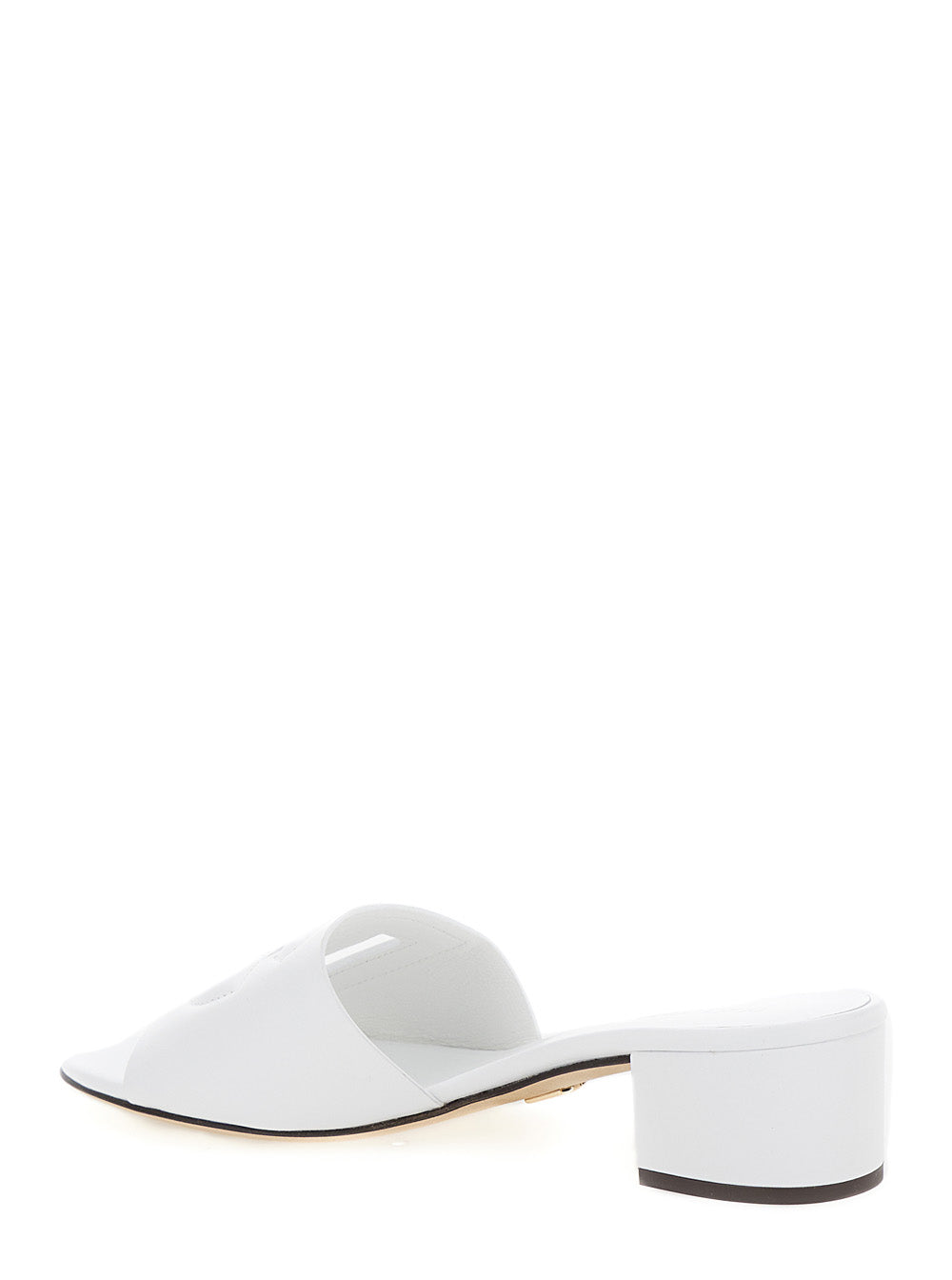 Dolce & Gabbana Women White Mules With Low Heel And Dg Millennials Detail In Smooth Leather Woman