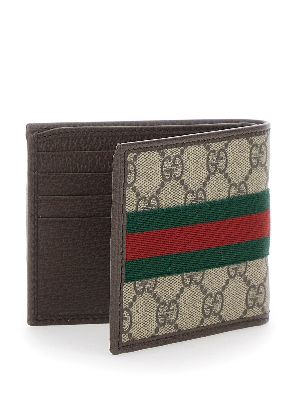 Gucci Men Wallet 'Ophidia' With Gg Logo And Web Motif In Gg Canvas Beige Men