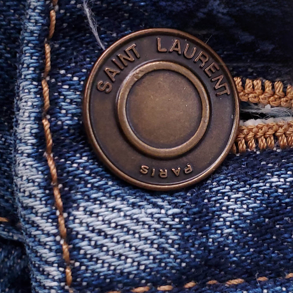 SAINT LAURENT BLUE BOYFRIEND FIT JEANS - SIZE 27