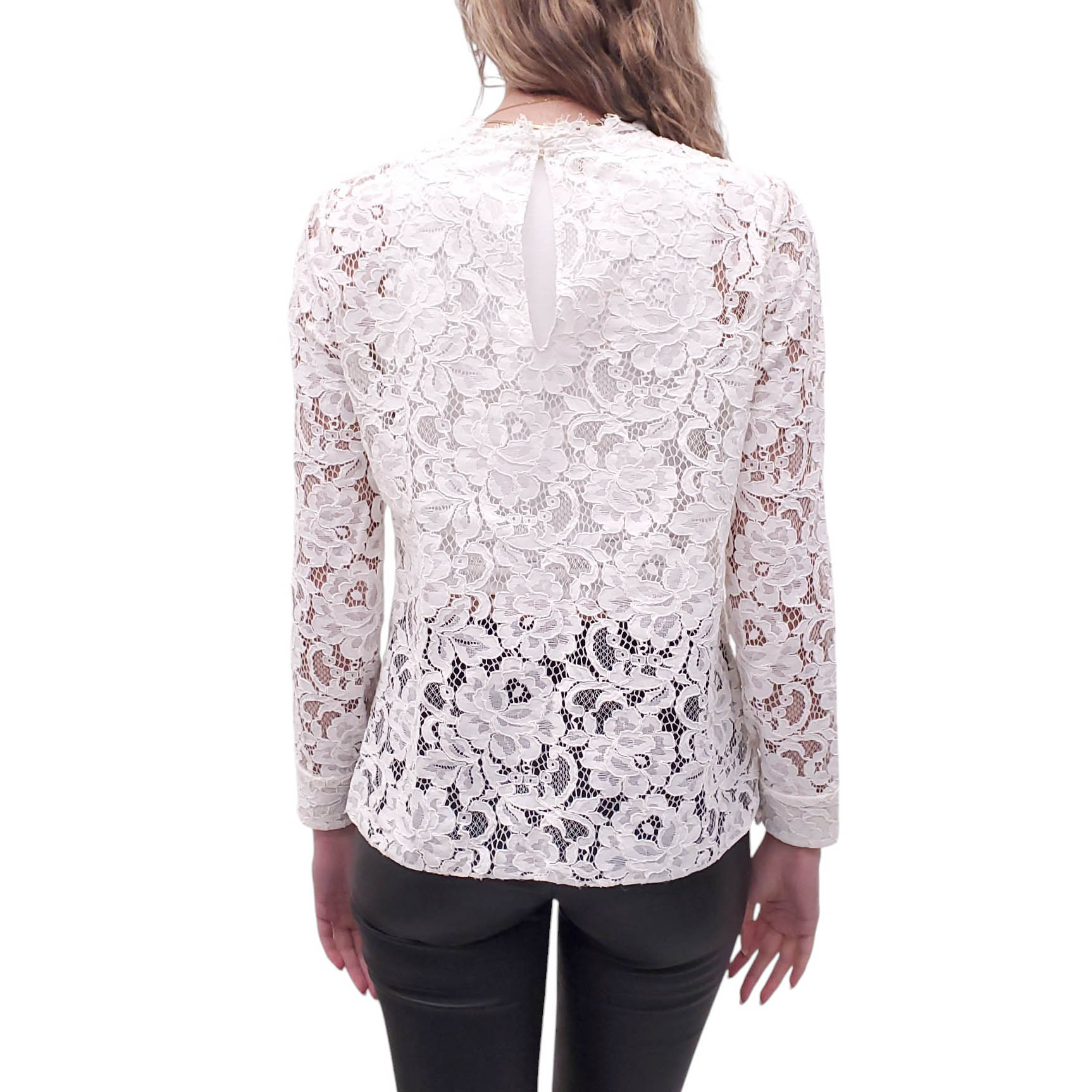 SAINT LAURENT WHITE LACE BLOUSE - SIZE 40