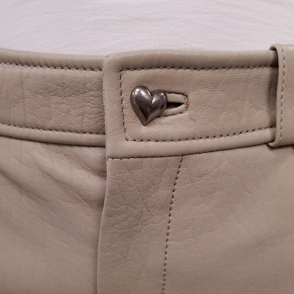 SAINT LAURENT NUDE LEATHER SHORTS - SIZE 38