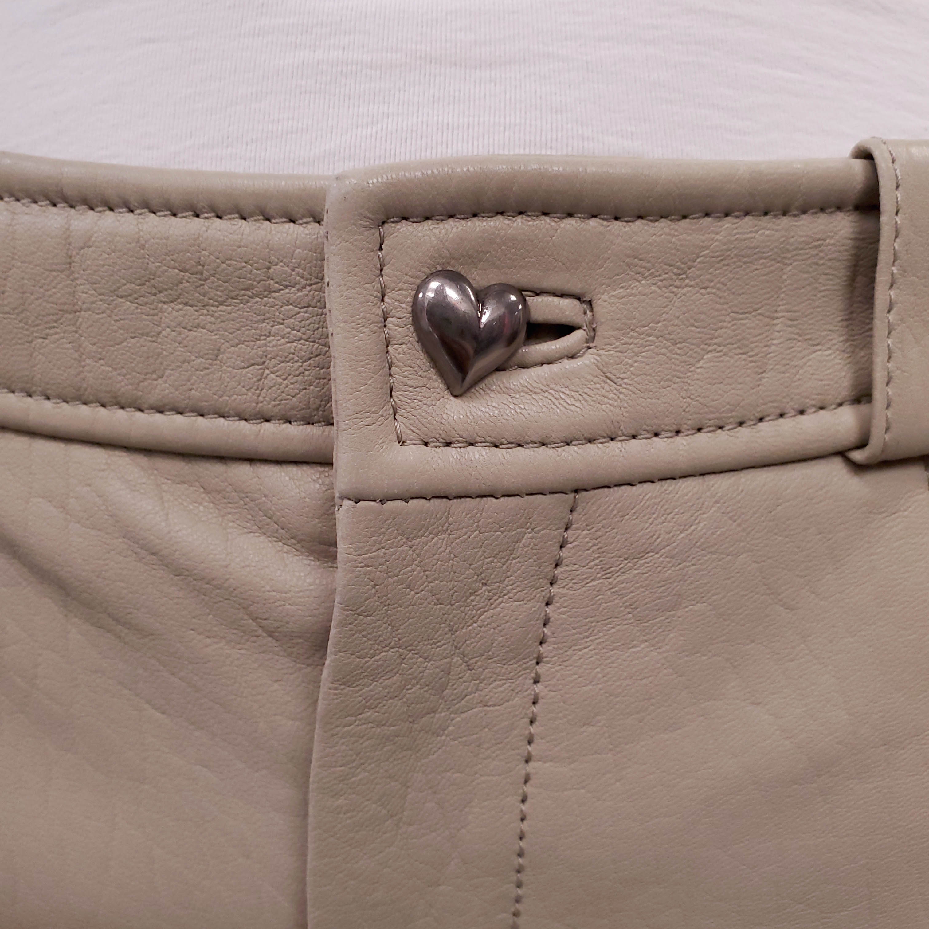 SAINT LAURENT NUDE LEATHER SHORTS - SIZE 38