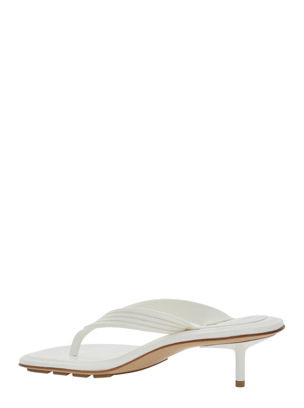 Bottega Veneta Women 'Sampieri' White Sandals With Thong Design And Kitten Heel In Rubber For Women