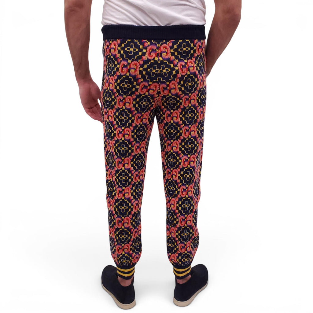 GUCCI GG PSYCHEDELIC-JACQUARD KNIT WOOL TROUSERS - MEN'S SIZE S