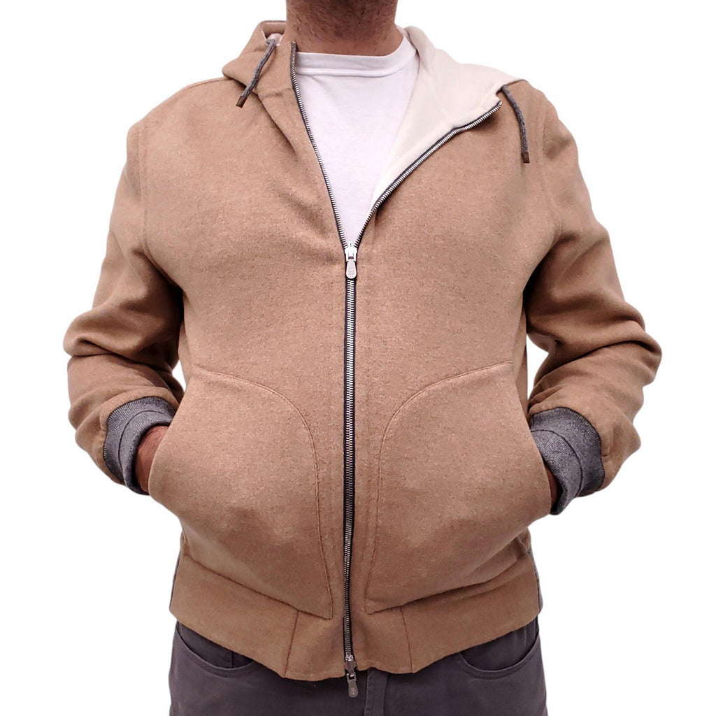 B.C. DOUBLE CASHMERE REVERSIBLE HOODIE JACKET - MEN'S SIZE 52