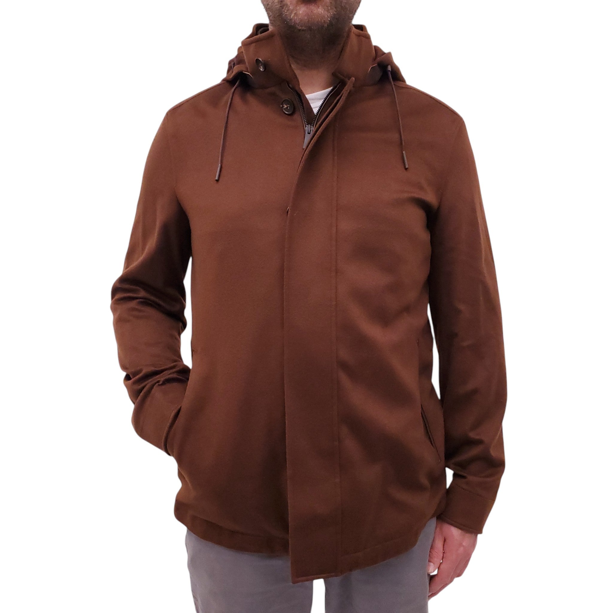 ZEGNA BROWN CASHMERE JACKET - MEN'S SIZE 52