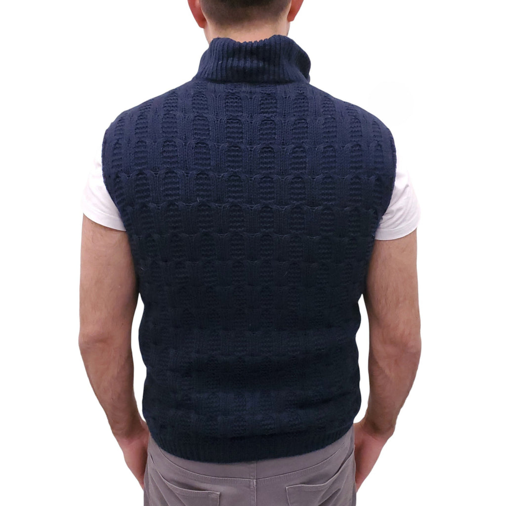 KITON NAVY MINK FUR AND CASHMERE REVERSIBLE VEST - MEN'S SIZE S