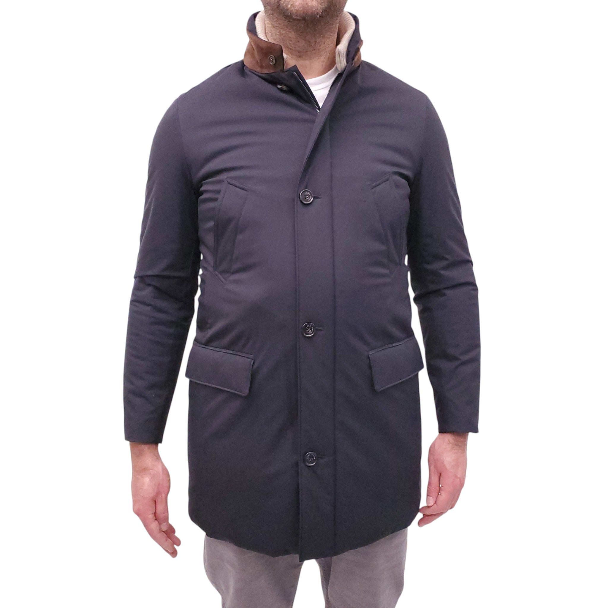 LORO PIANA NAVY FUR LINED CASHMERE PARKA - MEN'S SIZE S