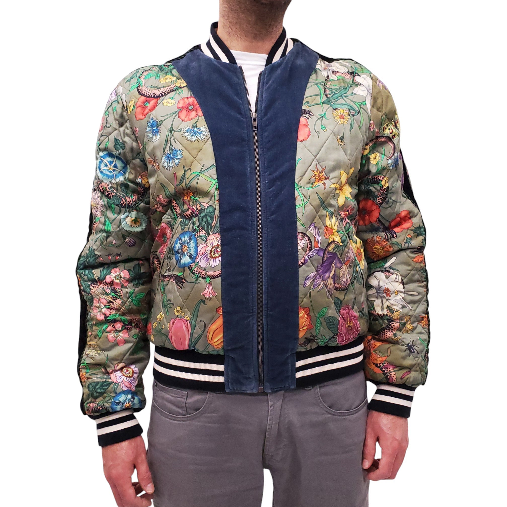 GUCCI 2017 FLORAL PRINT BOMBER JACKET - MEN'S SIZE 56