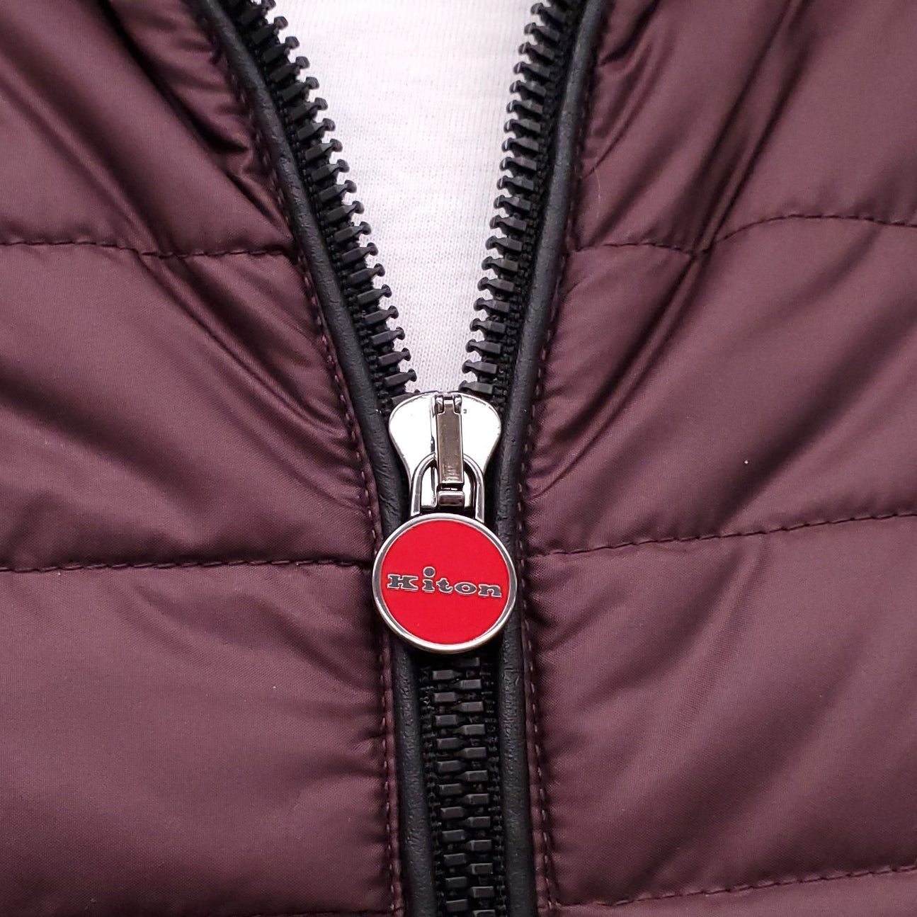 KITON PURPLE DOWN JACKET WITH FUR DETAIL - MEN'S SIZE 52
