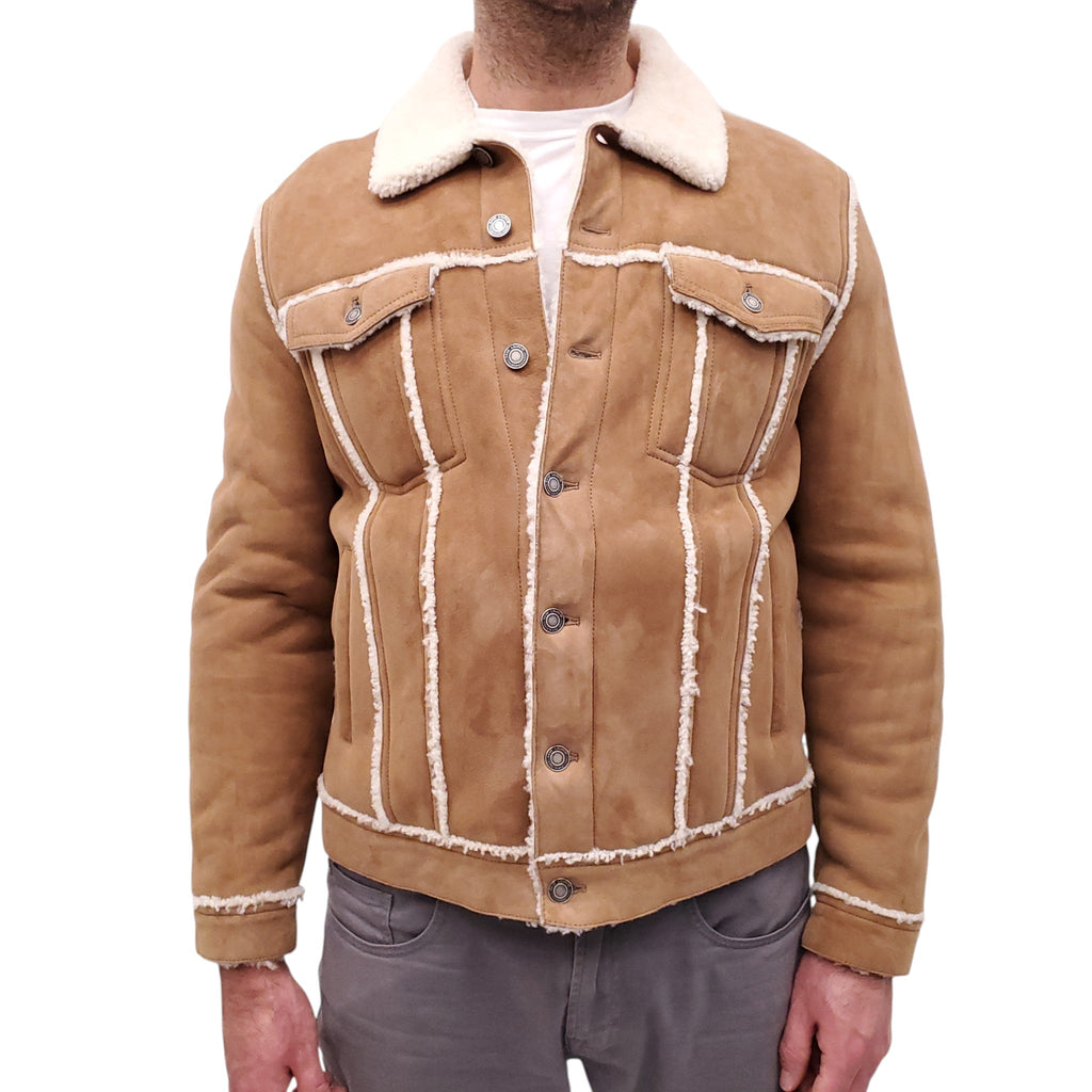 SAINT LAURENT SUEDE AND SHEARLING JACKET - MEN'S SIZE 54