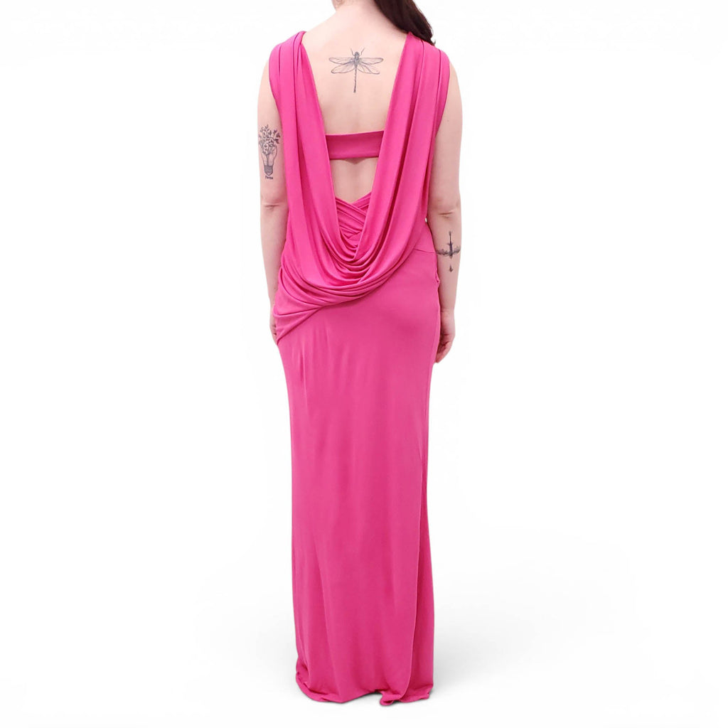 VERSACE PINK DRAPED GOWN - SIZE 42
