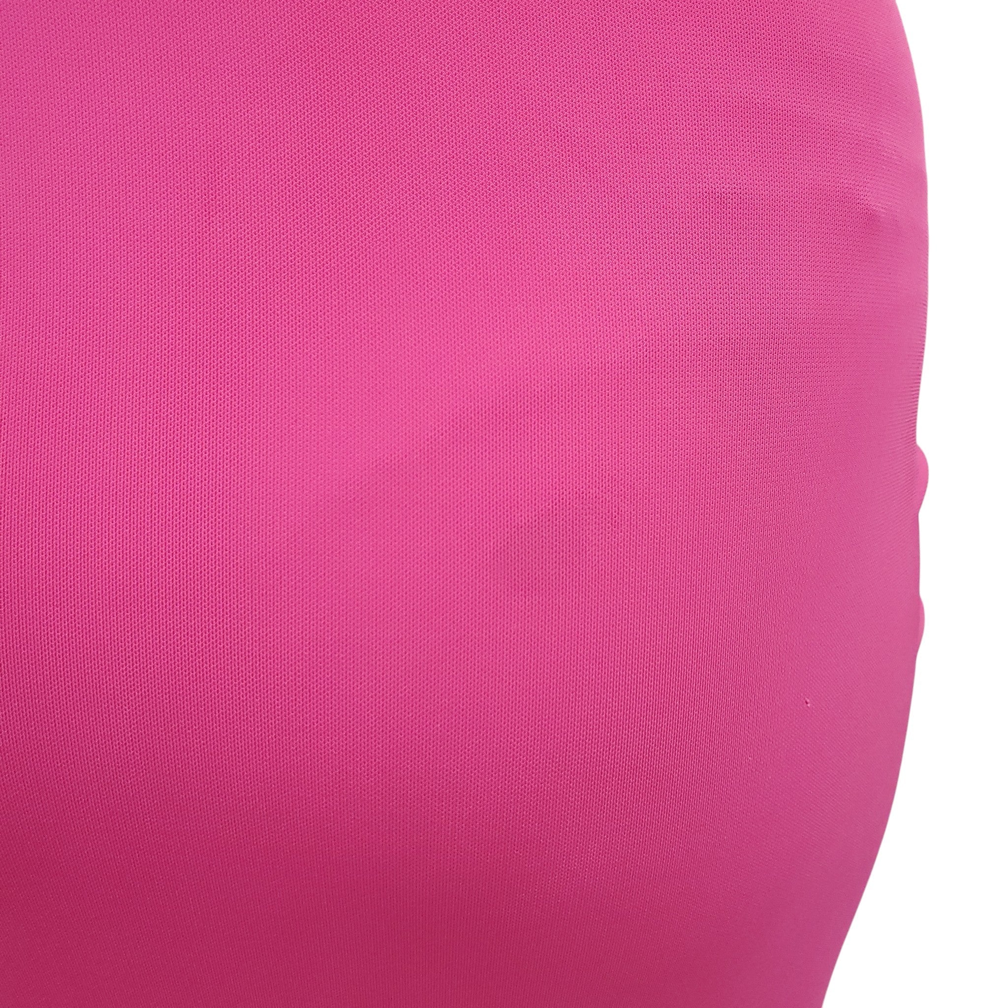 VERSACE PINK EMBELLISHED MEDUSA PIN DRAPED GOWN - SIZE 46