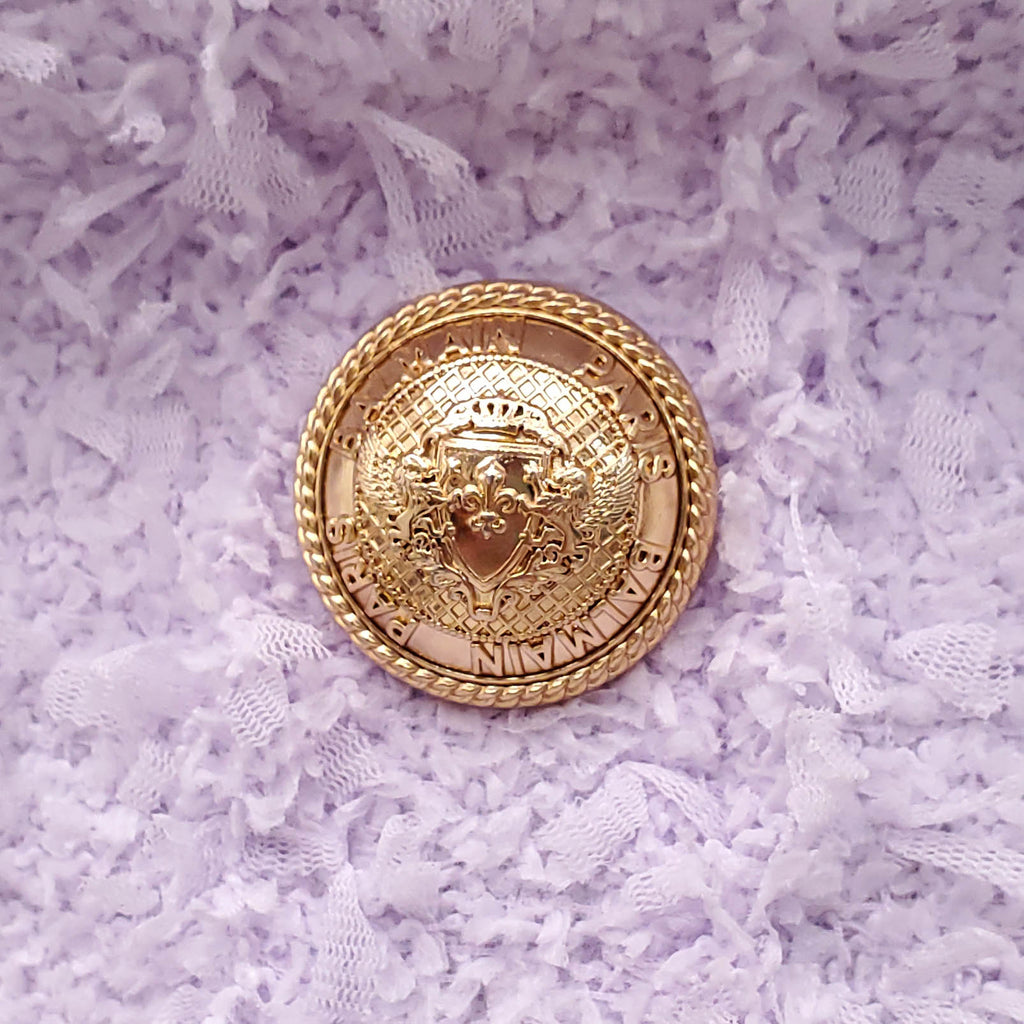 BALMAIN LILAC TWEED SKIRT SET WITH LOGO BUTTONS - SIZE 38