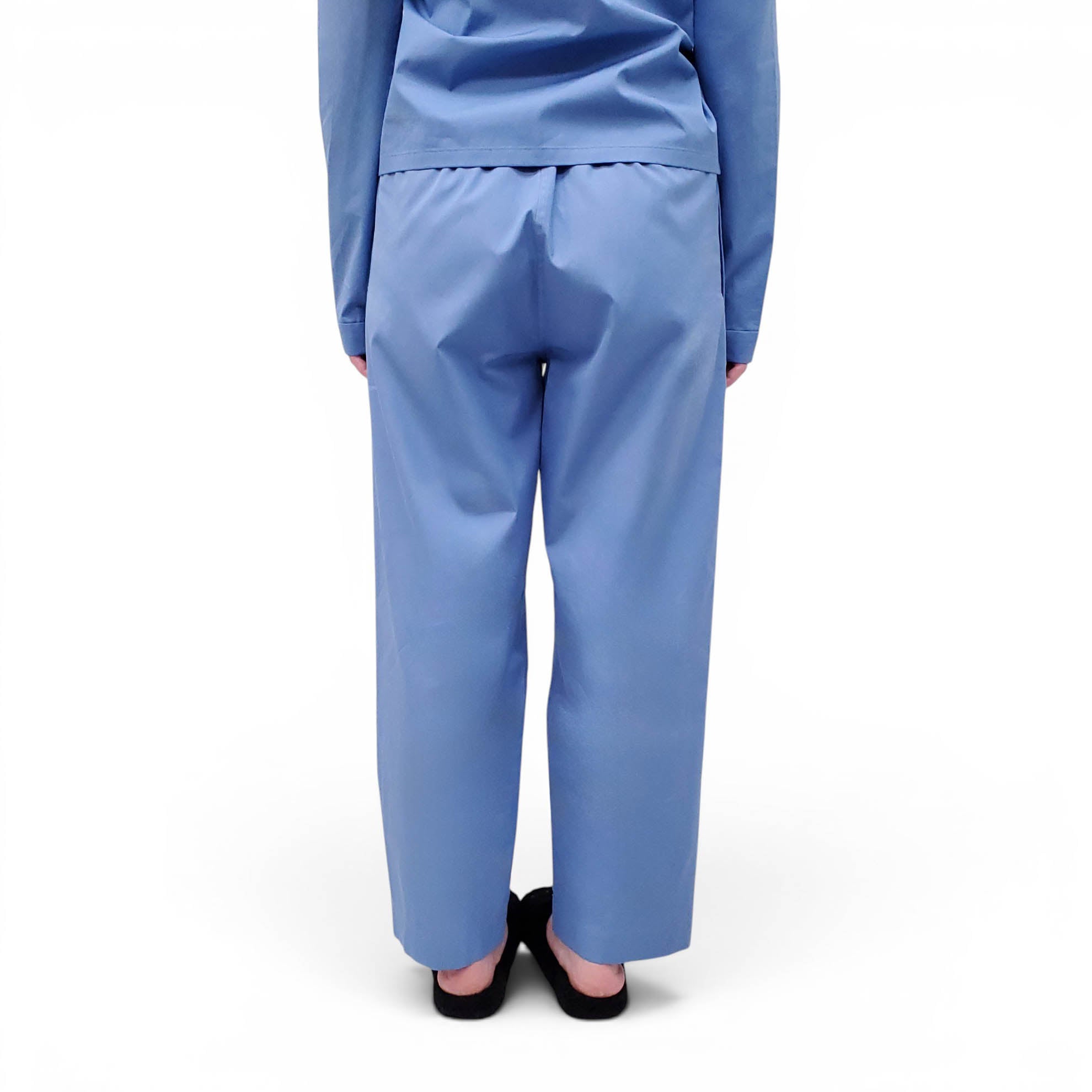 MIU MIU BLUE POPLIN PAJAMA LOGO BLOUSE AND PANTS SET - SIZE 36