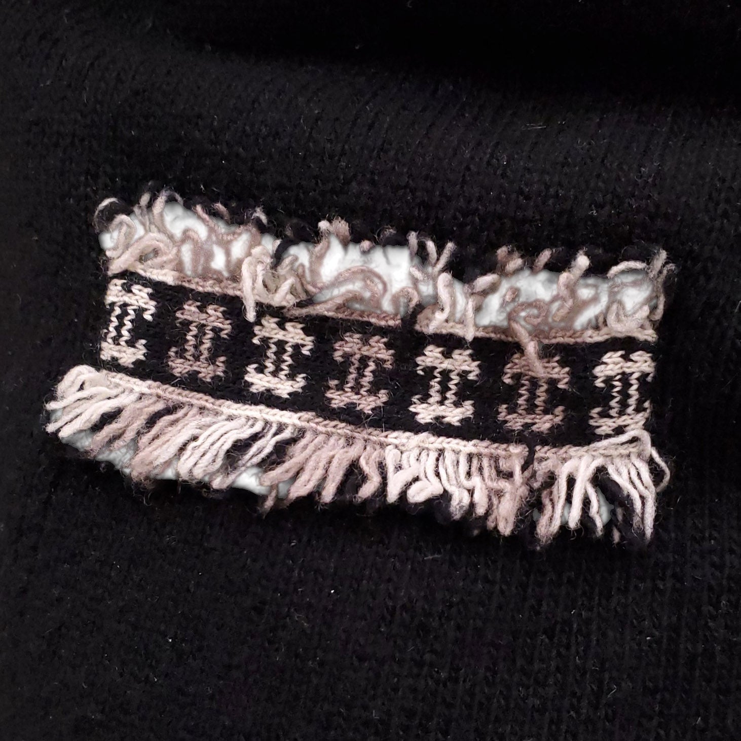 CHANEL BLACK CASHMERE LOGO CARDIGAN SET WITH FRINGE DETAIL - SIZE 40