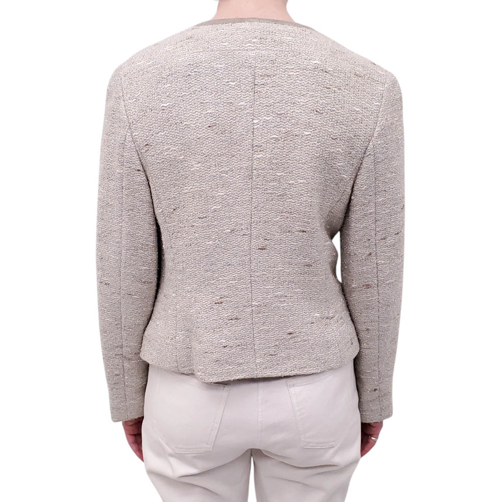 CHANEL F/W 1999 SILVER METALLIC JACKET WITH TIE DETAILS - SIZE 42