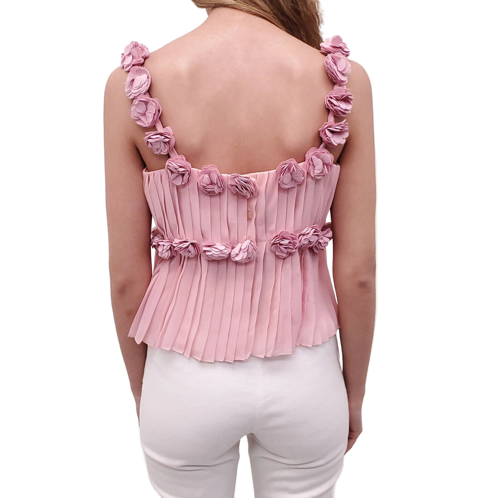 CHANEL S/S 2002 PINK TANK TOP WITH ROSETTE DETAILS - SIZE 40
