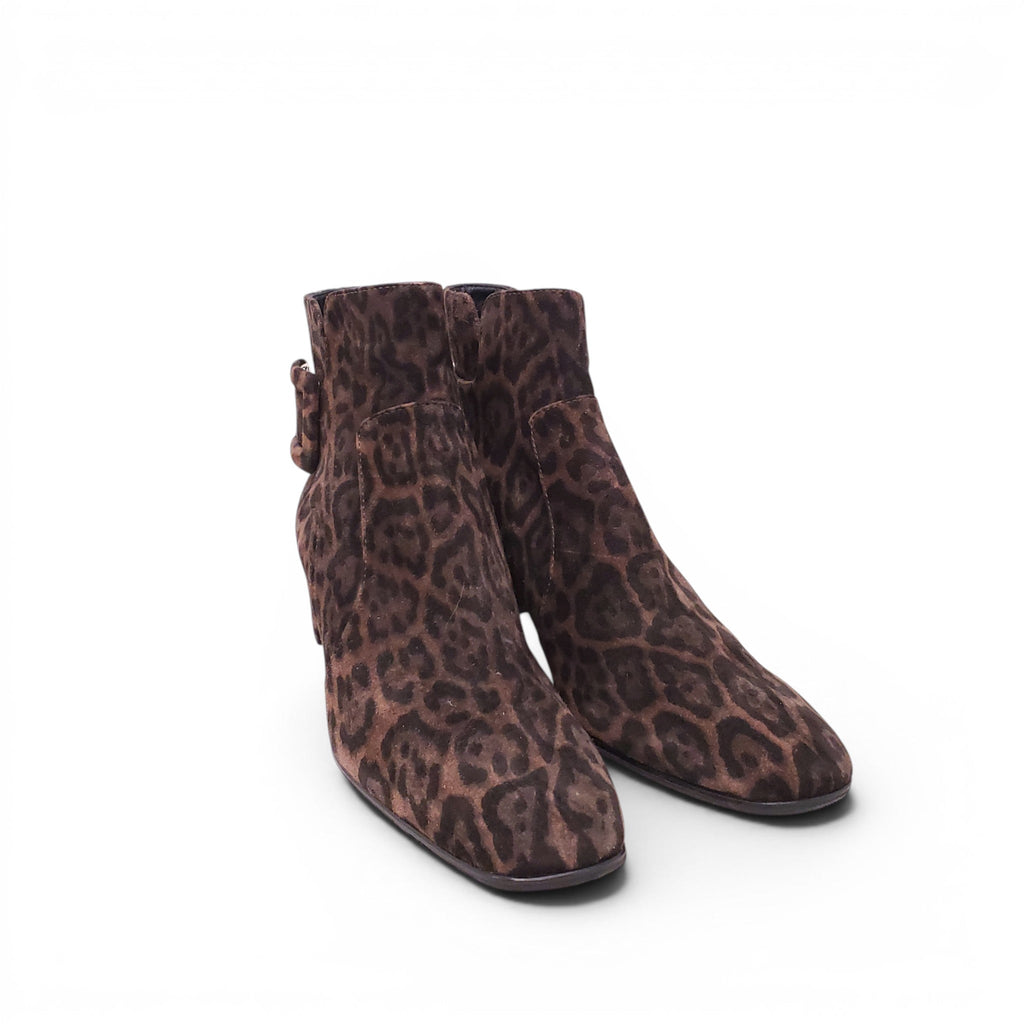 ROGER VIVIER LEOPARD BOOTIES WITH BUCKLE DETAIL - SIZE 38