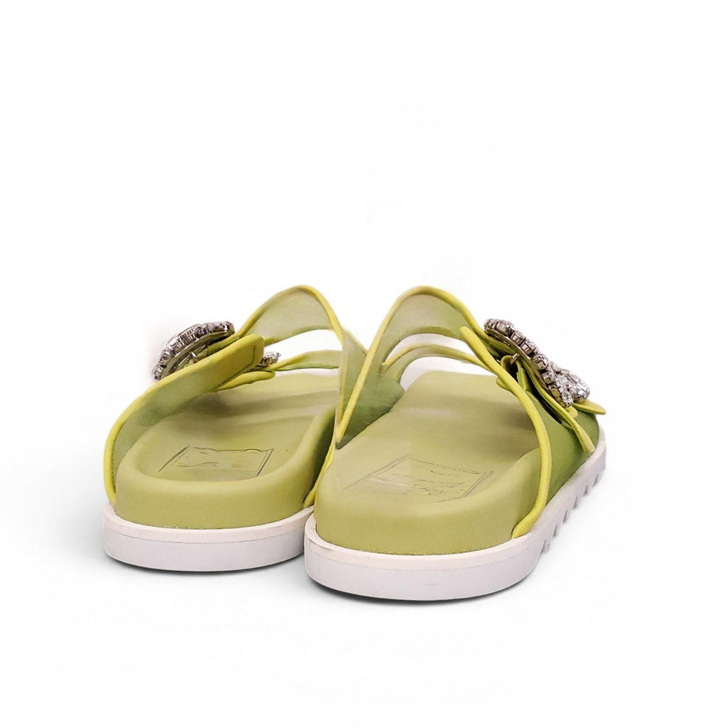 ROGER VIVIER GREEN MESH SANDALS WITH CRYSTAL DETAIL - SIZE 38