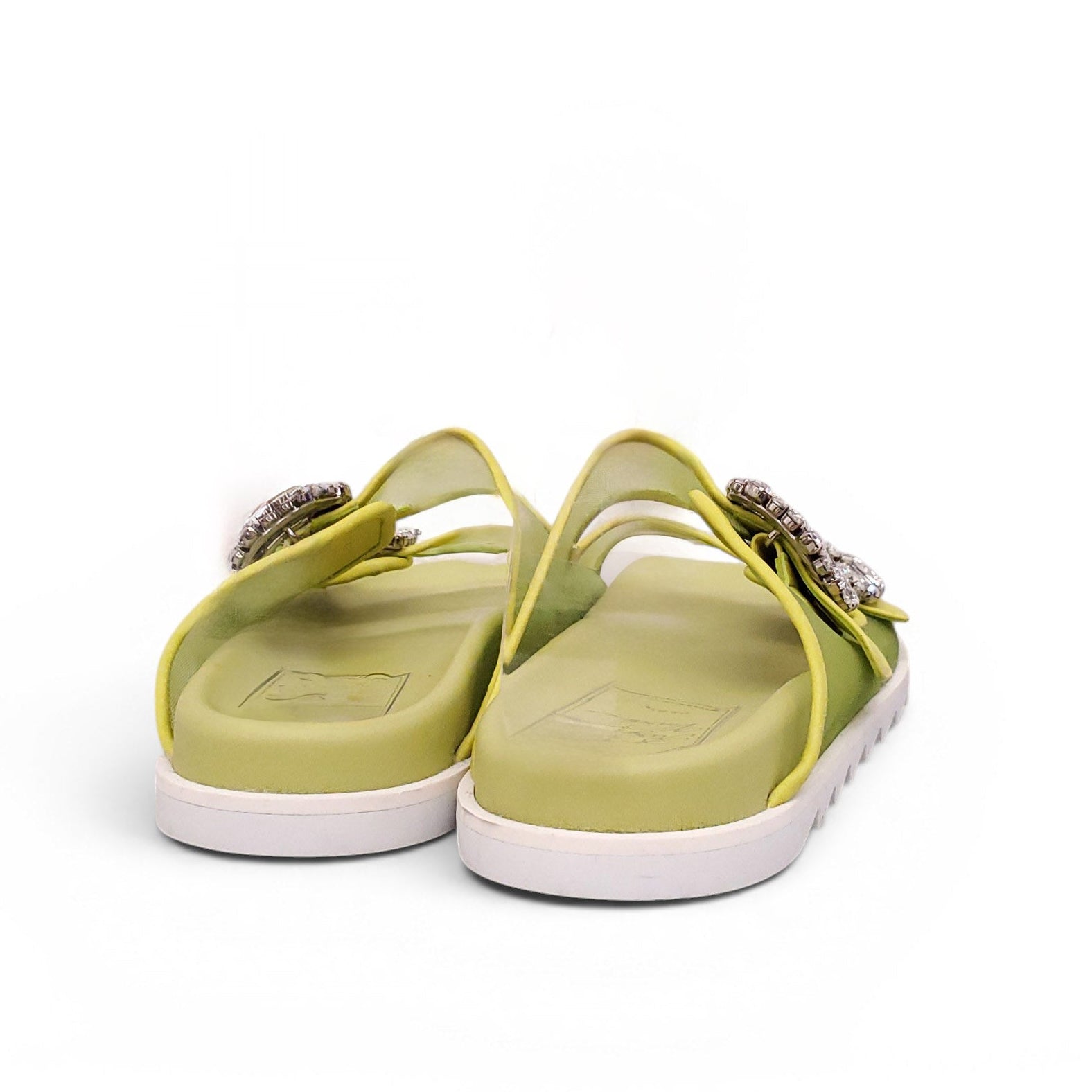 ROGER VIVIER GREEN MESH SANDALS WITH CRYSTAL DETAIL - SIZE 38