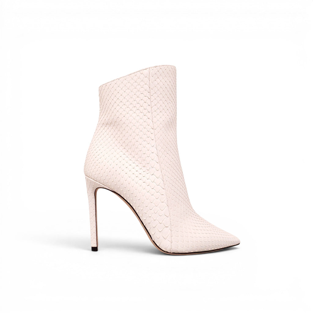 JIMMY CHOO WHITE SNAKESKIN BOOTIES - SIZE 37