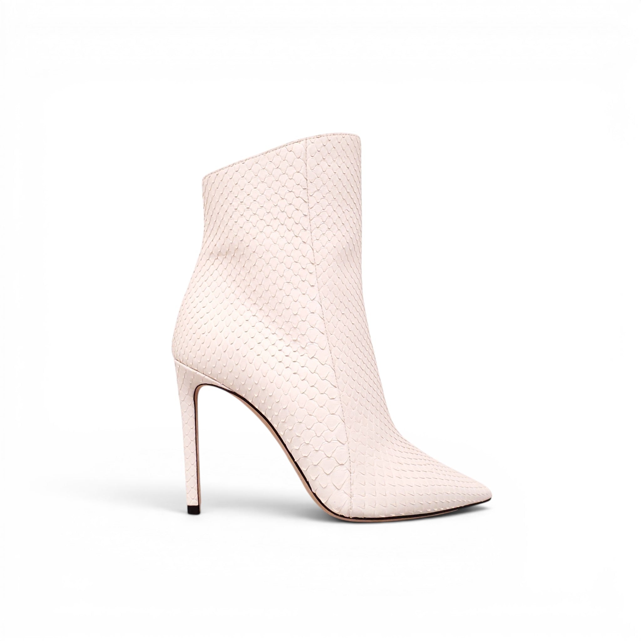 JIMMY CHOO WHITE SNAKESKIN BOOTIES - SIZE 37