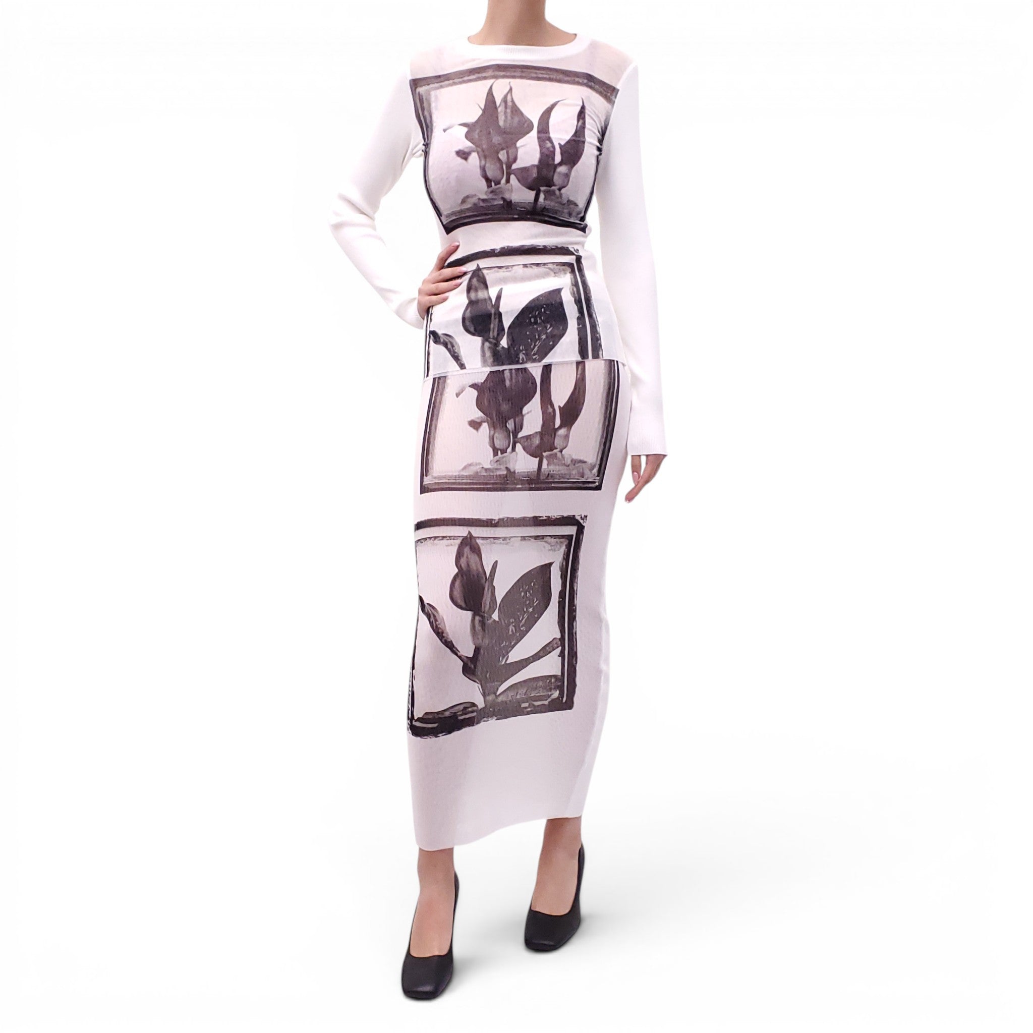 JEAN PAUL GAULTIER WHITE MESH LONG SKIRT - SIZE M