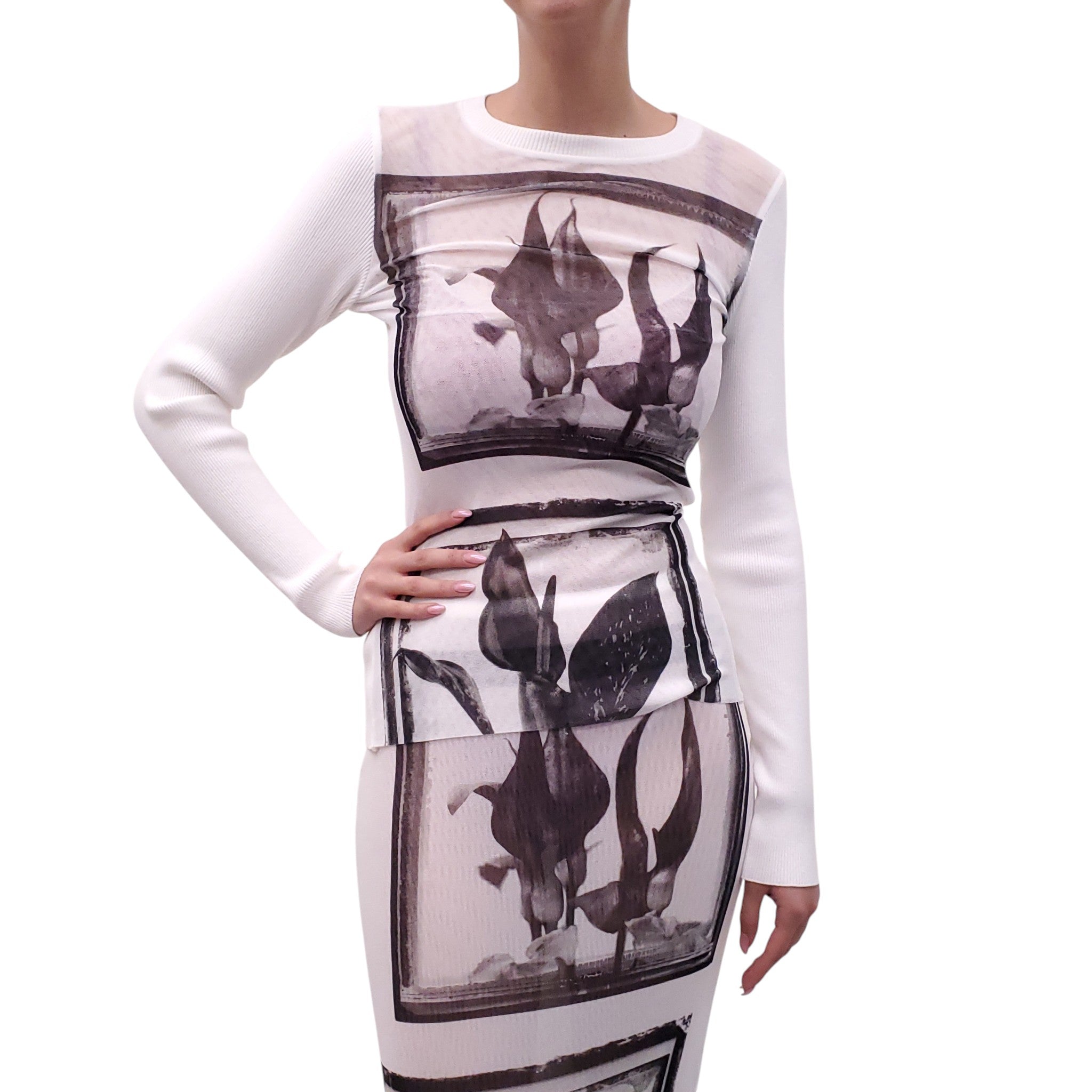 JEAN PAUL GAULTIER WHITE MESH TOP - SIZE M