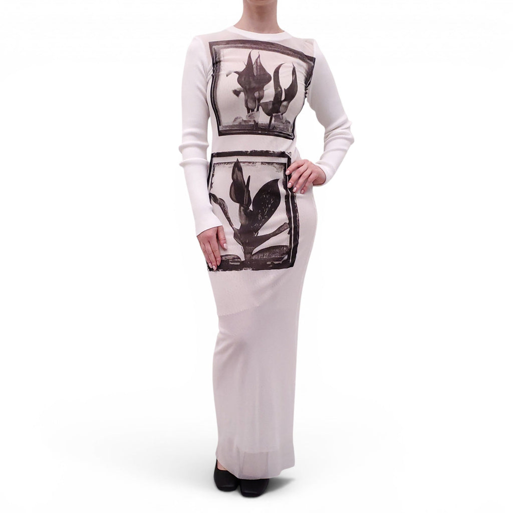 JEAN PAUL GAULTIER WHITE MESH LONG DRESS - SIZE M