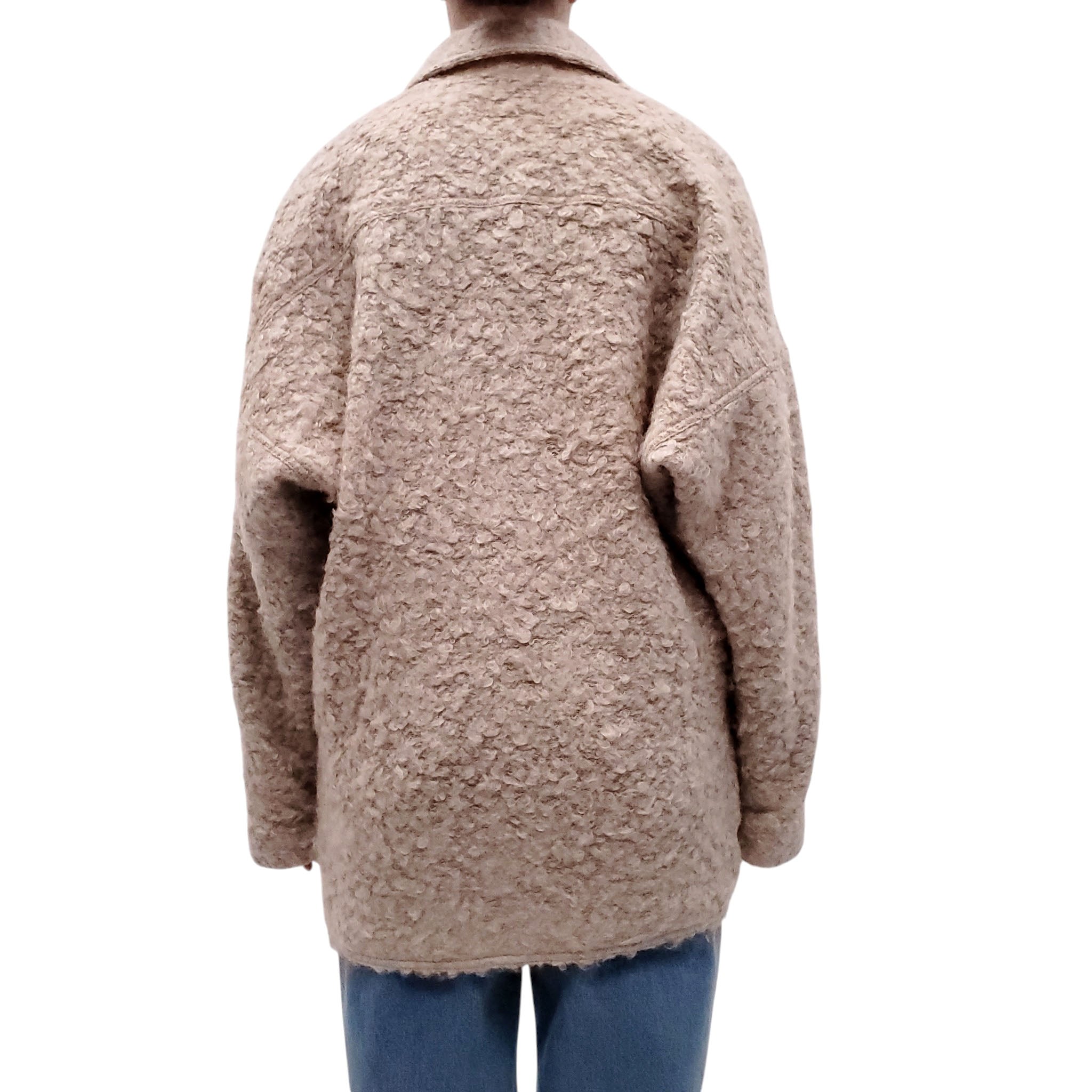 SMYTHE TAUPE BOUCLÉ BLAZER JACKET - SIZE M