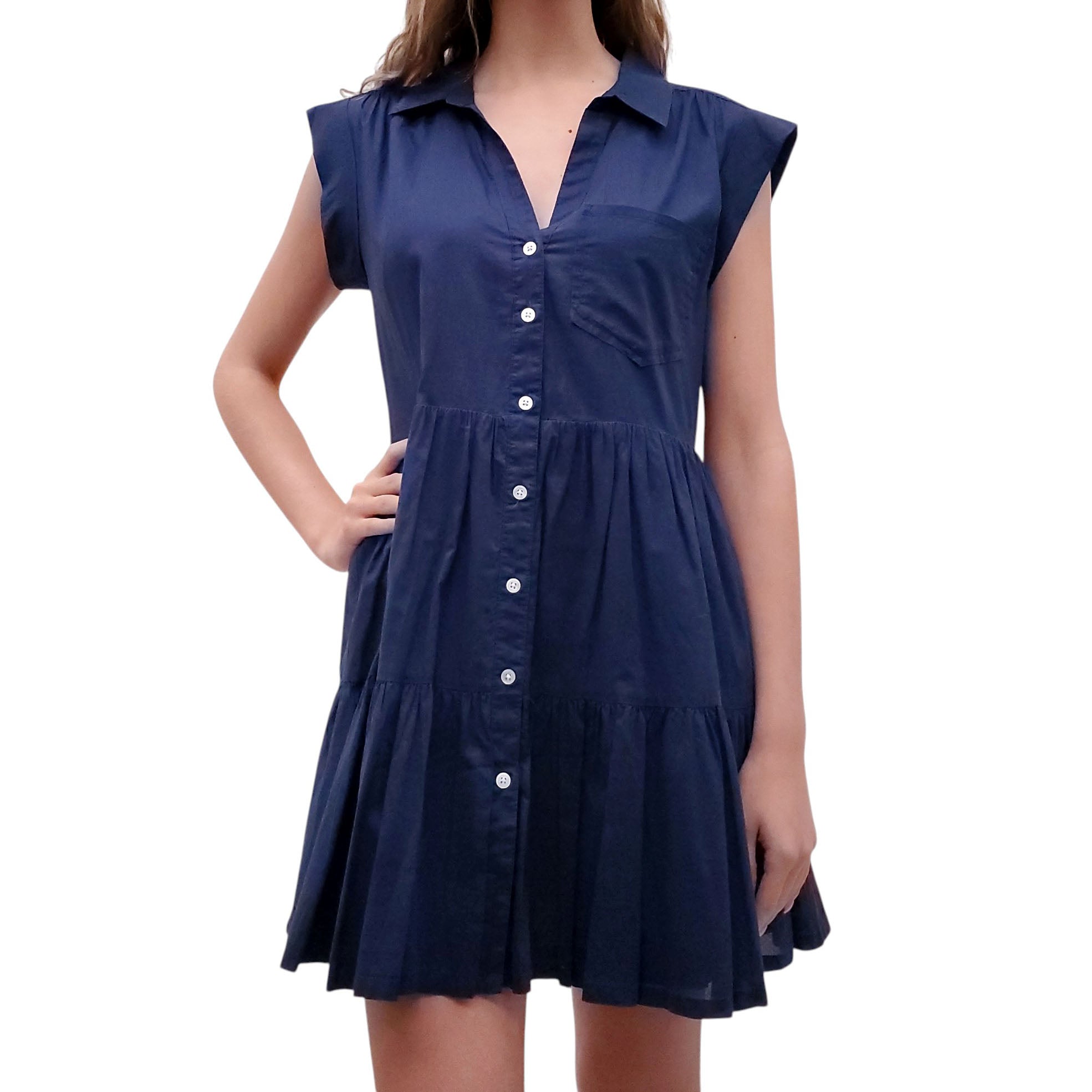 VERONICA BEARD NAVY BUTTON UP DRESS - SIZE S