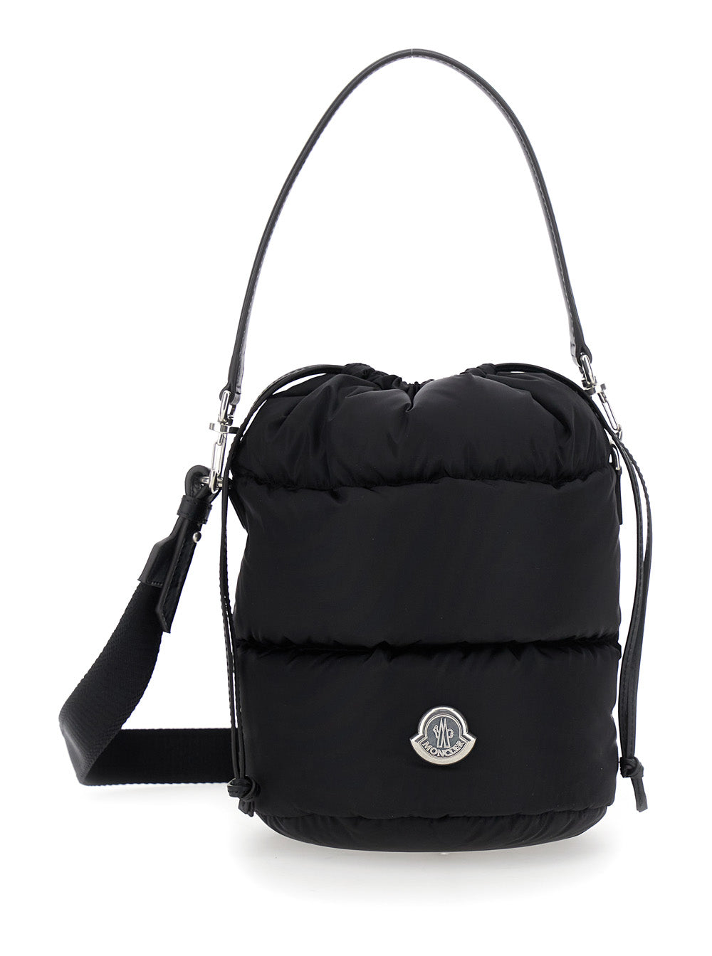 Moncler Women 'Karadoc' Black Handbag With Drawstring Closure And Logo Patch On The Front In Tech Fabric Woman