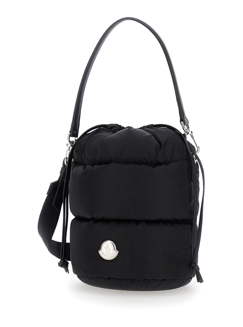 Moncler Women 'Karadoc' Black Handbag With Drawstring Closure And Logo Patch On The Front In Tech Fabric Woman