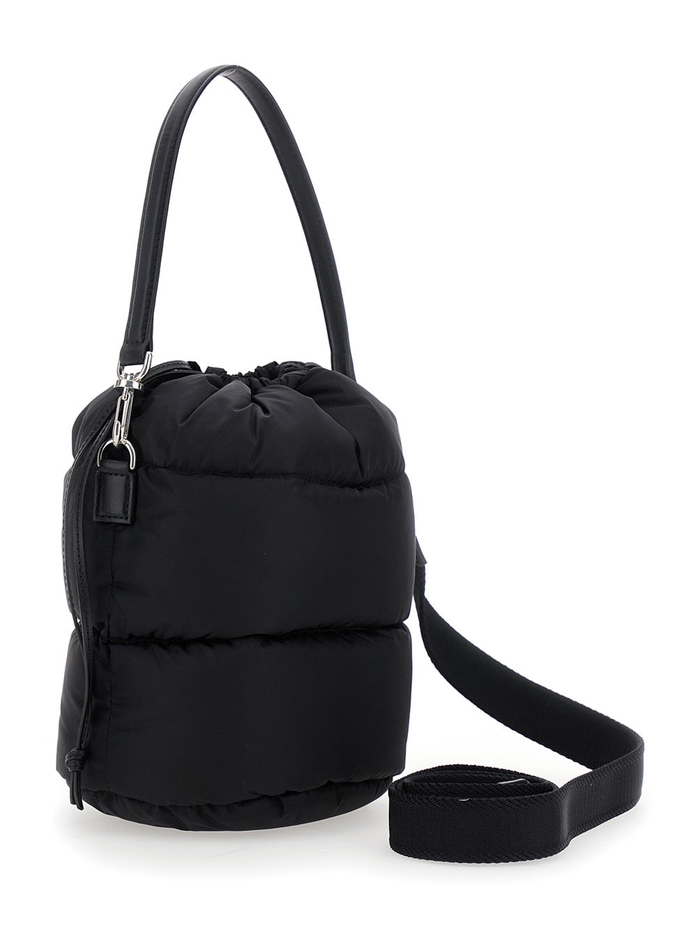 Moncler Women 'Karadoc' Black Handbag With Drawstring Closure And Logo Patch On The Front In Tech Fabric Woman