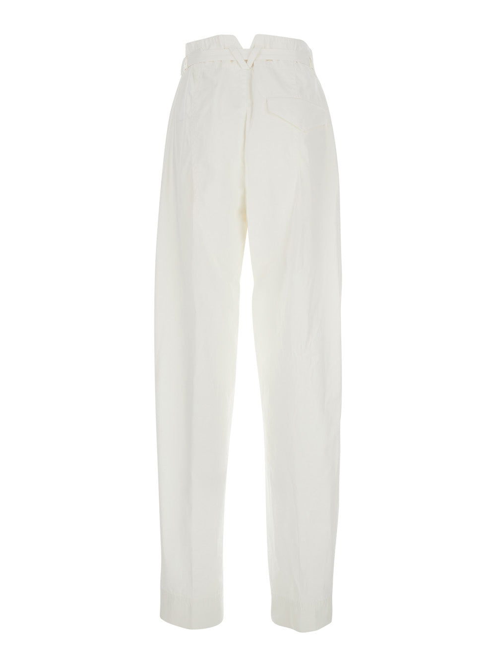 Bottega Veneta Women White Pants With Tapered Leg And Matching Waist Belt In Cotton For Women