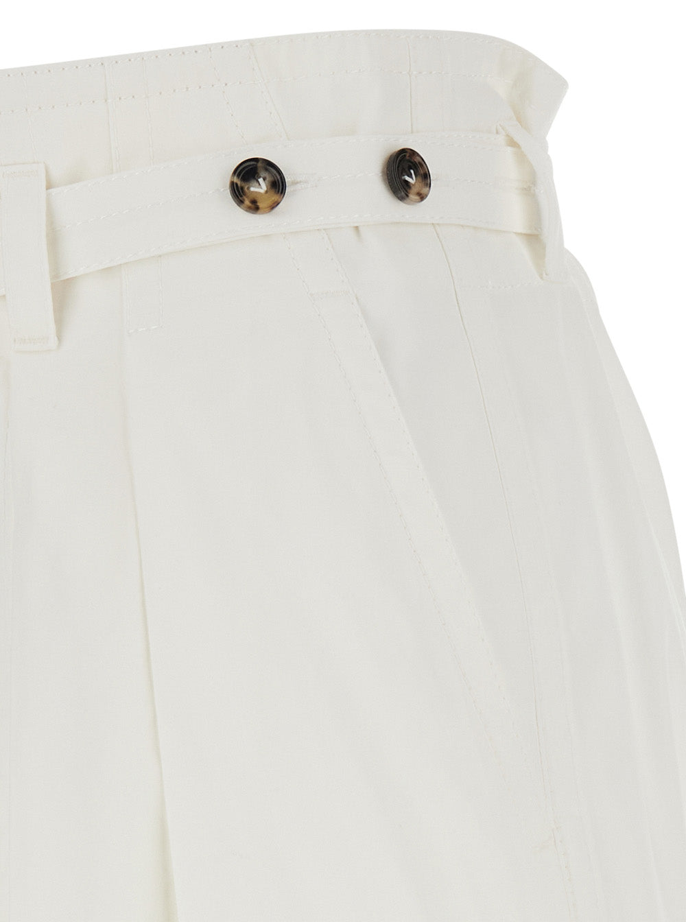 Bottega Veneta Women White Pants With Tapered Leg And Matching Waist Belt In Cotton For Women