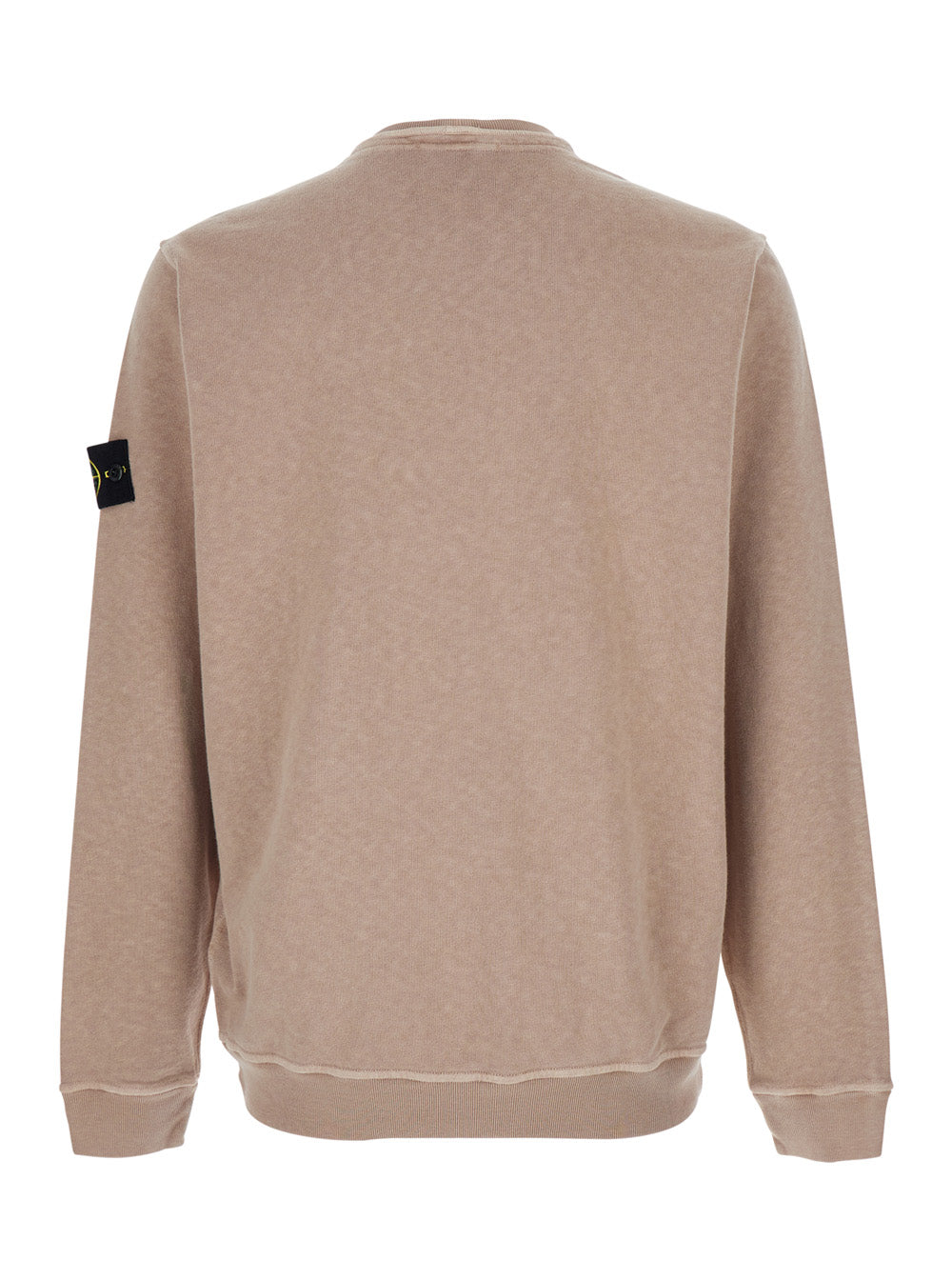 Stone Island Men Beige Crewneck Sweatshirt With Dropped Shoulders And Logo Patch On The Sleeve In Cotton For Men