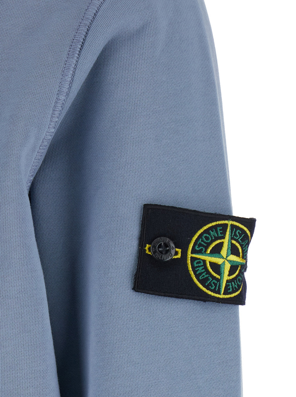 Stone Island Men Sweatshirt With Crew Neck, Long Sleeves And Stone Island Patch, In Organic Cotton, Blue Color, Unisex