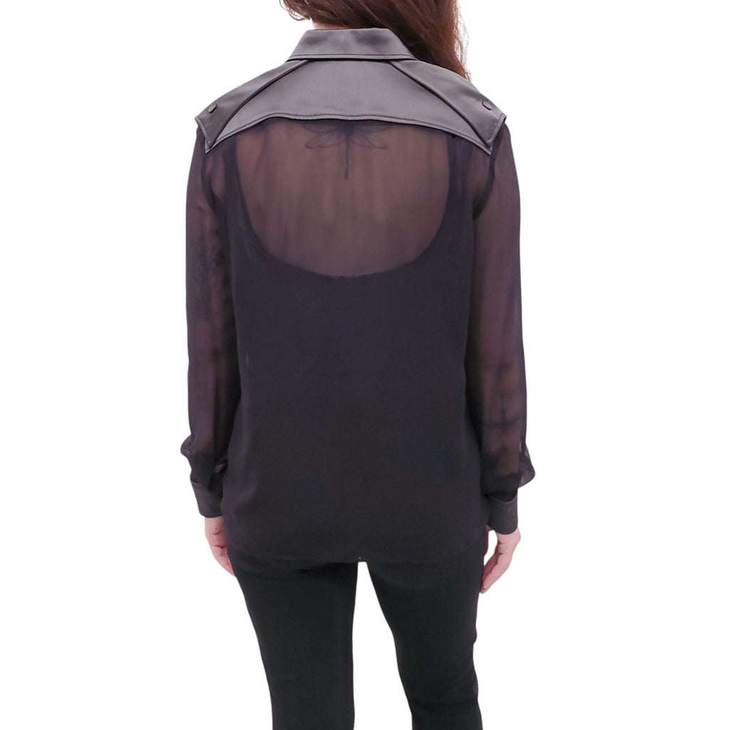 TOM FORD SHEER BLOUSE WITH SATIN POCKETS - SIZE 40