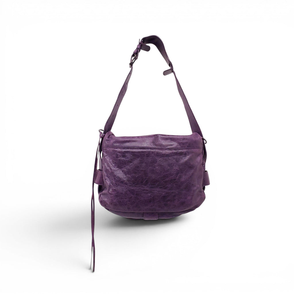 BALENCIAGA PURPLE LEATHER CROSSBODY FLAP BAG
