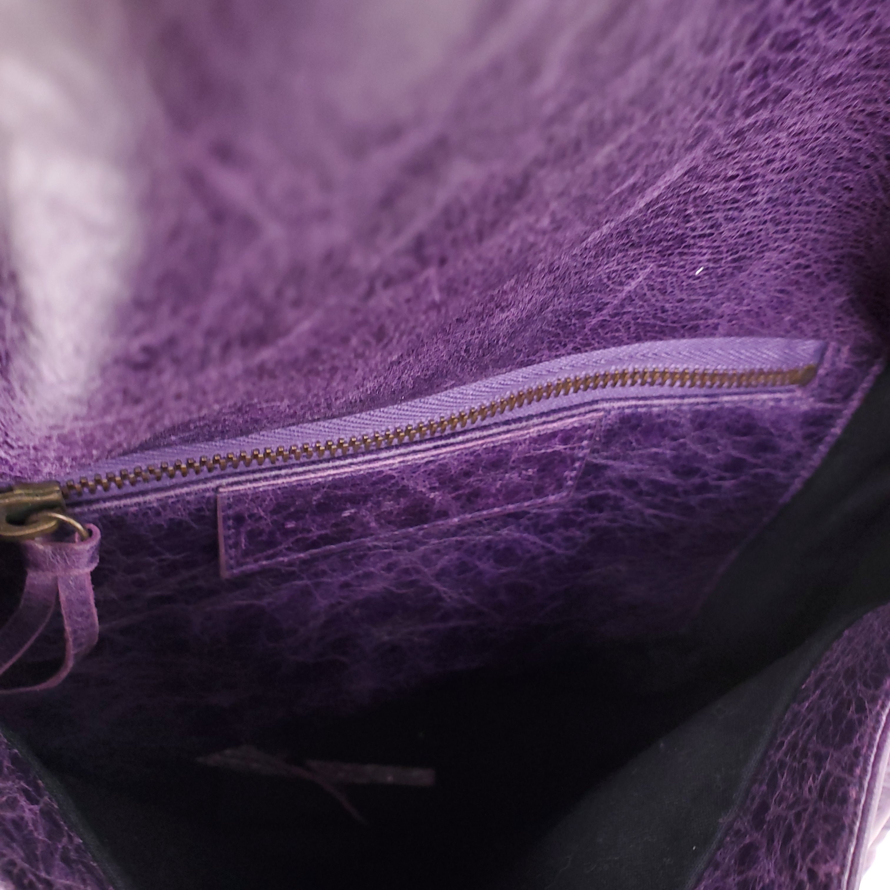 BALENCIAGA PURPLE LEATHER CROSSBODY FLAP BAG
